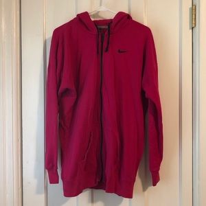Nike extra long zip up sweatshirt in pink